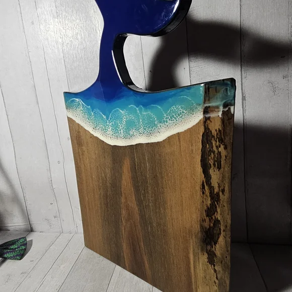Blue Whale Tail Ocean Wood Charcuterie Board - Picture 3 of 7